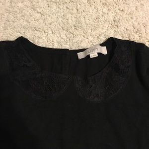 Loft sweater with lace faux collar